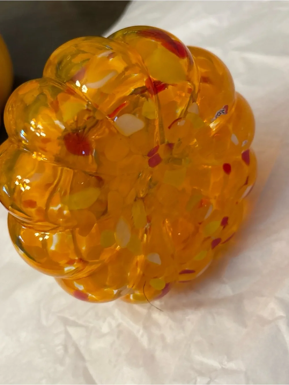 Hand-Blown Art Glass Small Pumpkin Orange Mini 5”